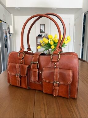 Vintage Full Grain Leather Satchel Bag